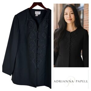 Adrianna Papell Blazer Jacket Sz 18W 2X Black Evening Cocktail Formal Holiday